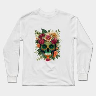 Sugar Skulls and Flowers Long Sleeve T-Shirt